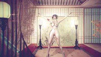 3D Japanese stripper with sexy tattoo