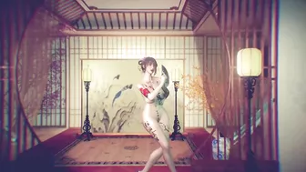 3D Japanese stripper with sexy tattoo