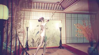 3D Japanese stripper with sexy tattoo