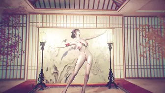 3D Japanese stripper with sexy tattoo