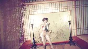 3D Japanese stripper with sexy tattoo