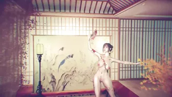 3D Japanese stripper with sexy tattoo