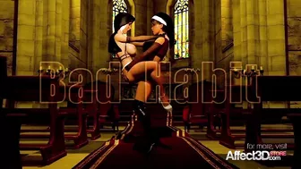 3D Futanari Nuns fucking in a church