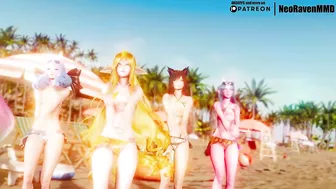 [MMD](G)I-DLE - Tomboy (Xayah/Gwen/Soraka/Ahri/Lulusa) [StripSunglassesUP ver.] League of Legends