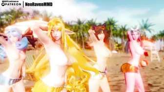 [MMD](G)I-DLE - Tomboy (Xayah/Gwen/Soraka/Ahri/Lulusa) [StripSunglassesUP ver.] League of Legends