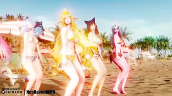 [MMD](G)I-DLE - Tomboy (Xayah/Gwen/Soraka/Ahri/Lulusa) [StripSunglassesUP ver.] League of Legends