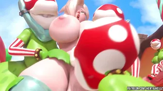 FUTA Princess Peach cumming from deepthroat blowjob 3D animation