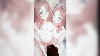 MASSIVE Cum Tribute for 2 beautiful naked Hentai women