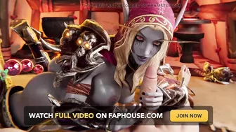 3D Wow Sylvanas Windrunner Blowjob and Anal Beads Cumshot