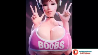 MAVIS TRACER D.VA CHEL ZELDA MEI 2B AND RAVEN MAKE SOME HOT BOOBS SONG - CARTOON ANIMATED 4K 60FPS