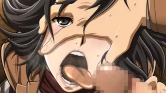 Mikasa Ackerman gives a deep, drooling blowjob, cum in her mouth - Attack on Titan Hentai Uncensored