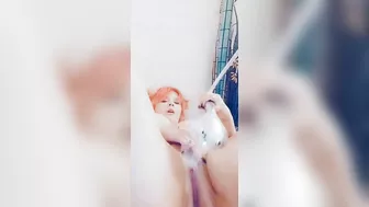 Chubby college girl washing her pussy