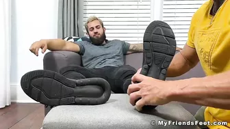 Bearded stud foot worshipped and licked by handsome friend