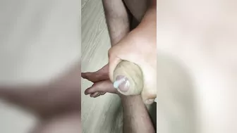 Jerking off My Cock And Cumming on Myself While my Wife is in The Bathroom