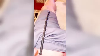 Pulling a 20 inch 16MM sound out of my dripping cock