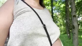 OUTDOOR MILF IN CITY PARK. FLASHING BIG NATURAL TITS. PART 1