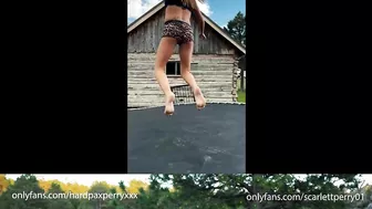 Public Sex Outdoors on Trampoline