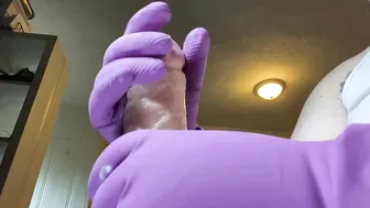 Cleaning gloves on your cock