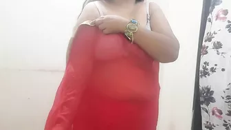 desi indian naughty horny wife saree show stripping part 1