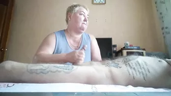 fingering my dick then riding it with shaking tits