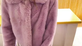 Californiababe is sucking dick in purple coat