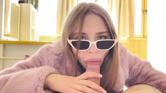 Californiababe is sucking dick in purple coat