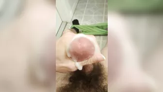 milking loads of precum and cum loads in the bathroom