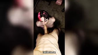 Harley Quinn type slut sucking big dick