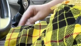 Stroking my cross dressing cock while driving at high speed is a skirt