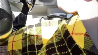 Stroking my cross dressing cock while driving at high speed is a skirt