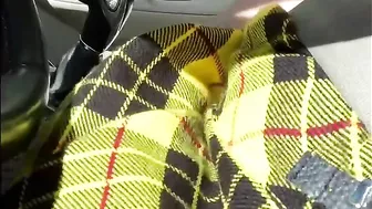 Stroking my cross dressing cock while driving at high speed is a skirt