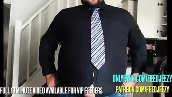 Fat Feedee Boss Stuffs and Gets Naked to encourage you to work harder