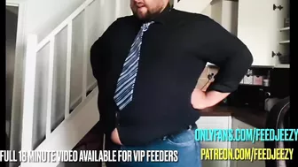 Fat Feedee Boss Stuffs and Gets Naked to encourage you to work harder