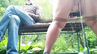 Horny PAWG pissing in a public park bottom view