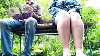 Horny PAWG pissing in a public park bottom view