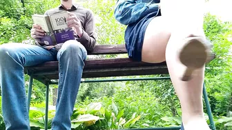 Horny PAWG pissing in a public park bottom view