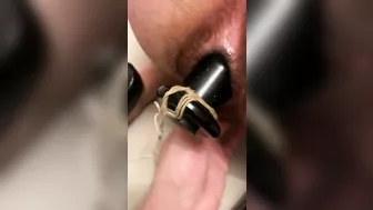 Milf Pisses Herself Having her Thick Asshole Stretched by Big Steel Butt Plug