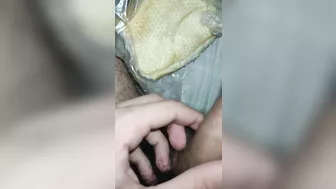 Huge cumshot on breed // food fetish