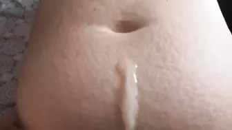 BIG COCK CUMSHOT on pregnant milf belly and p***** squirts ???? facial CREAMPIE