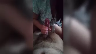 wife wakes husband up with a handjob