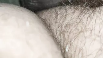 Fat 18 yo girl is playing with big black dildo in her wet, hairy Pussy