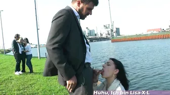 PUBLIC CAUGHT SEX - German teen make blowjob in the city