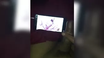 Using my toy while watching shemale porn