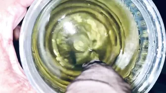 Huge Pissing yellow color piss into a 750ml bottle full watch me @Burdi69