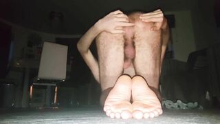 Horny Hairy Teen can't help but expose his hole and cum while parents asleep