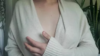 Pinching and teasing my nipples, natural tits nipple play